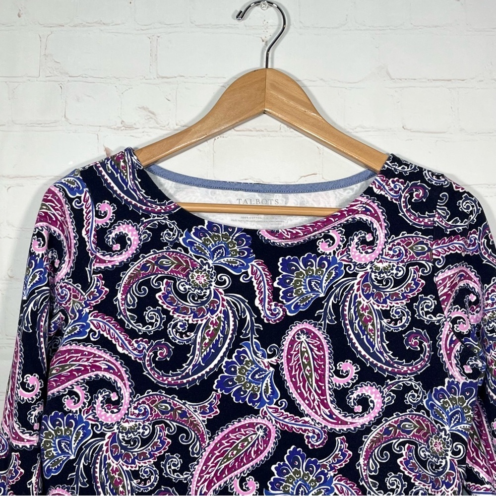 Talbots Paisley Top Blouse Womens Size Small Pullover Multicolor Floral - Picture 2 of 9